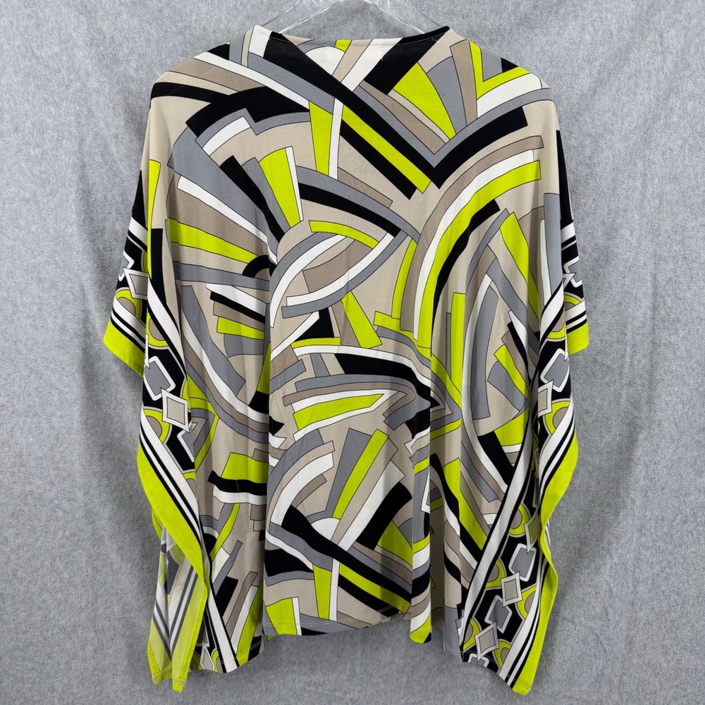 Michael Michael Kors Lime Green Geometric Abstract Lace Up Kaftan Top Small - Picture 9 of 10